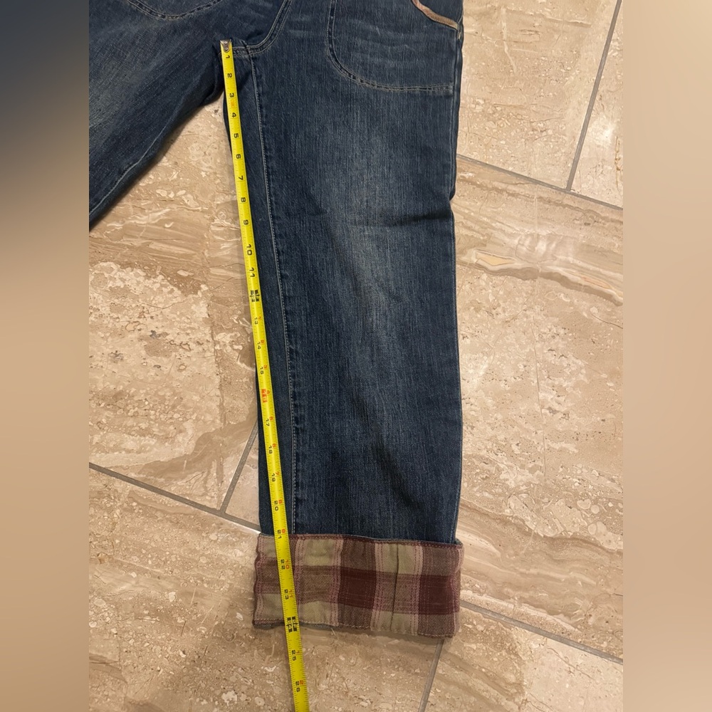 NWOT Anthropologie Pilcro Hi-Rise Plaid Trimmed Cropped Boyfriend Jeans - Picture 9 of 14